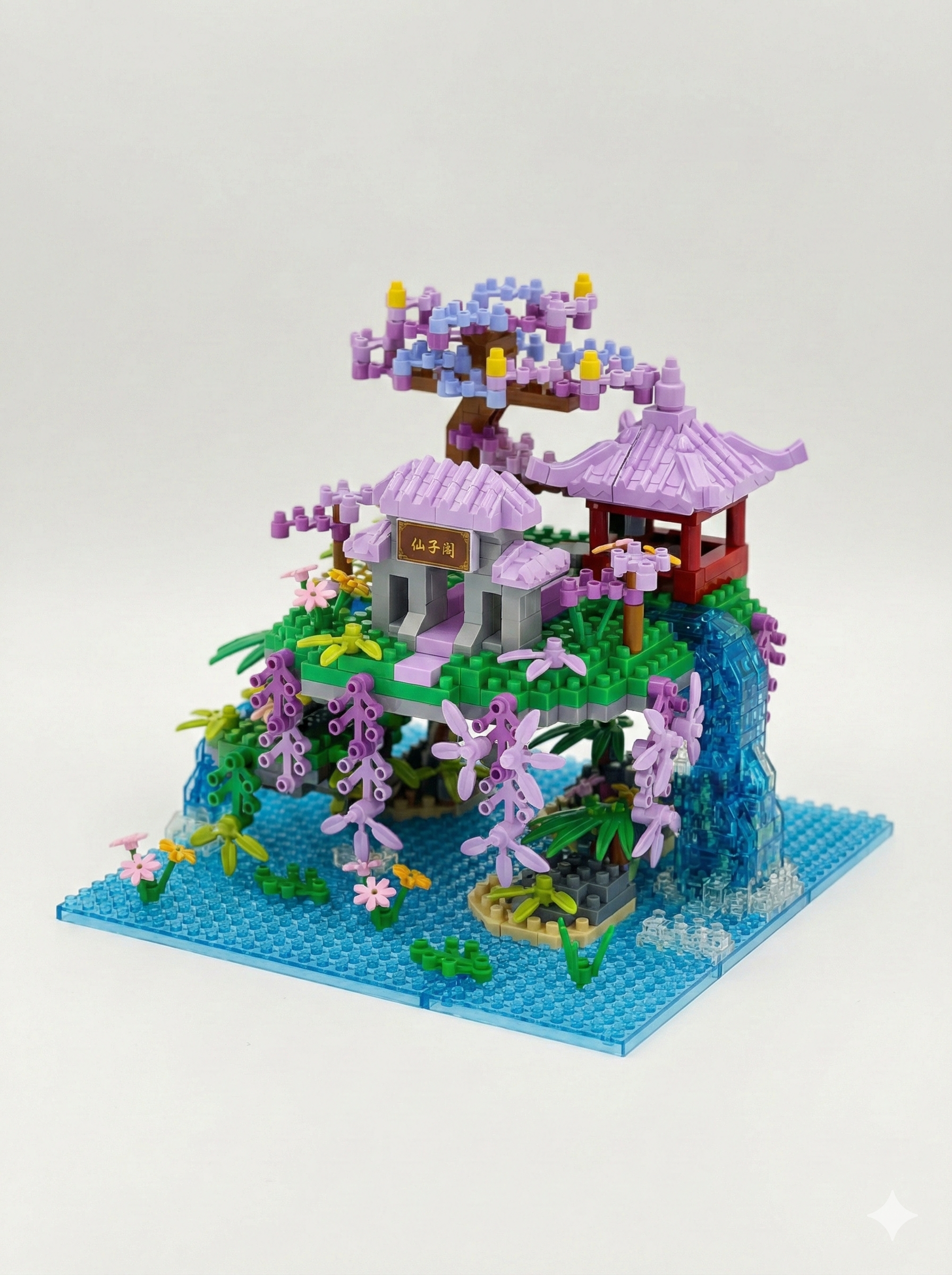 Wisteria Waterfall Fairy Pavilion Building Blocks Set - Image 2