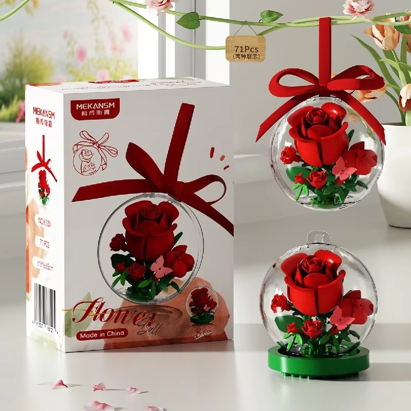 Red Rose Spherical Dust Cover Building Blocks