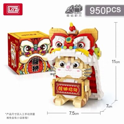 LOZ Mini Blocks Traditional Chinese Lion Dance Fortune Cat Building Set (950 Pieces)