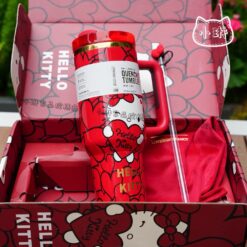 Hello Kitty Hearts Quencher Tumbler with Straw & Gift Box Set (40 oz) - Red